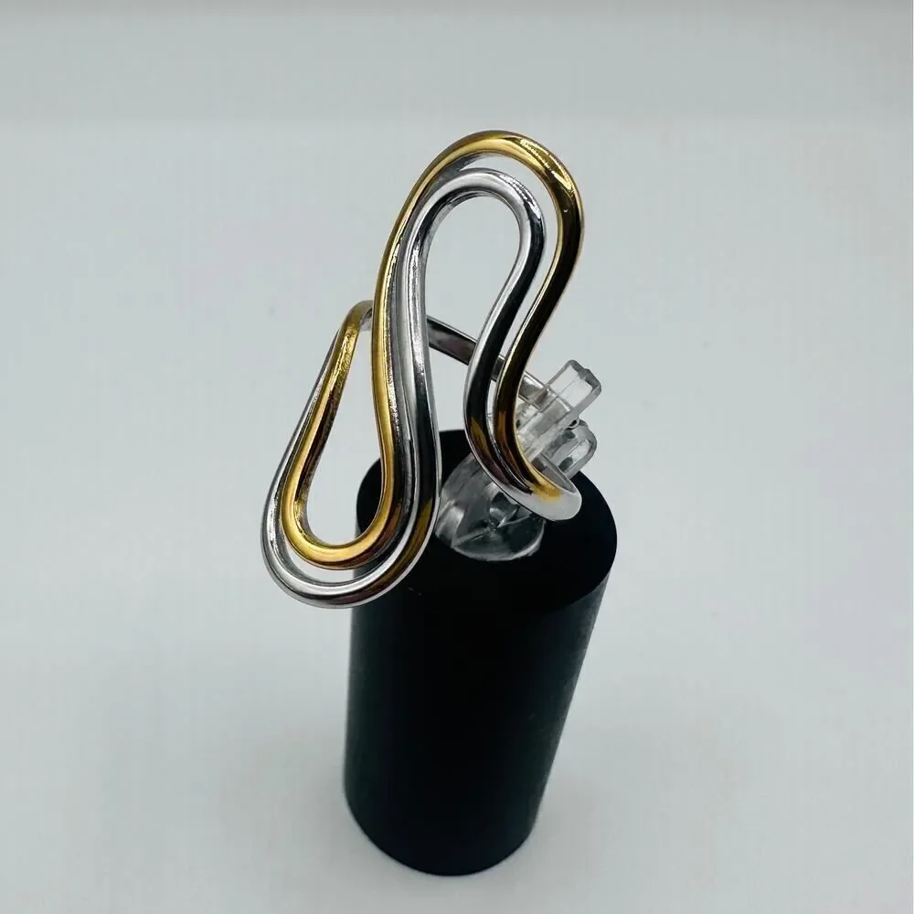 Two-Tone Abstract Ring-18K Gold & Silver-Adjustable
